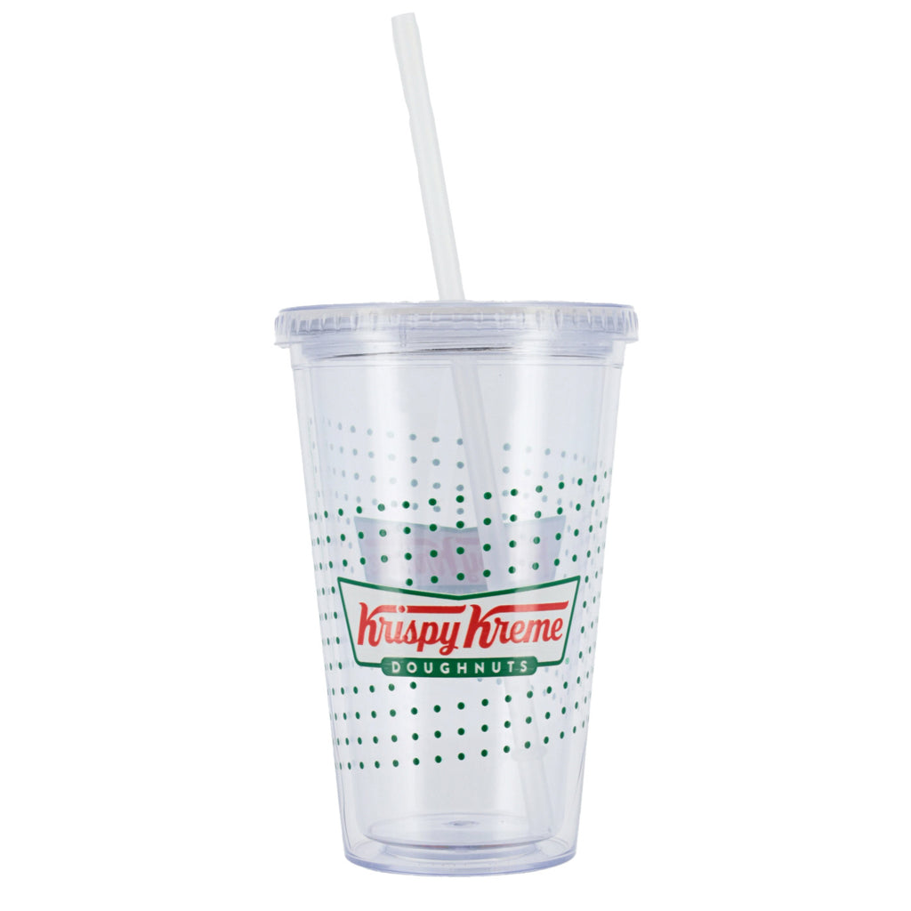 Donuts & Coffee, 12oz Glass Tumbler with Straw & Lid